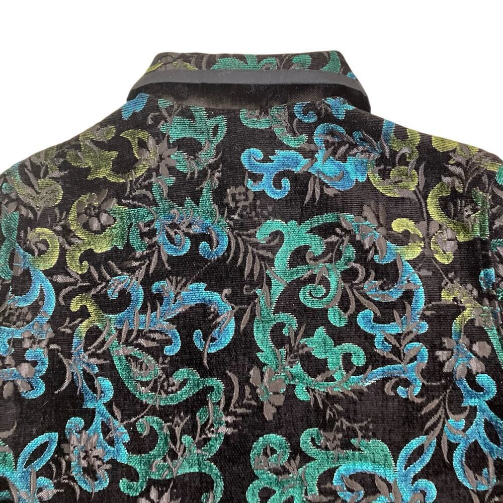 Coldwater Creek Sz XS Pet Brocade Reversible Tapestry Jacket Blazer Green Black - Picture 13 of 16